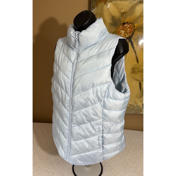 So Authentic American Heritage Light Blue Full Zip Puffer Vest Side Pockets Sz L - Picture 10 of 16
